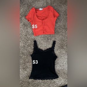 2 shirts, black and red